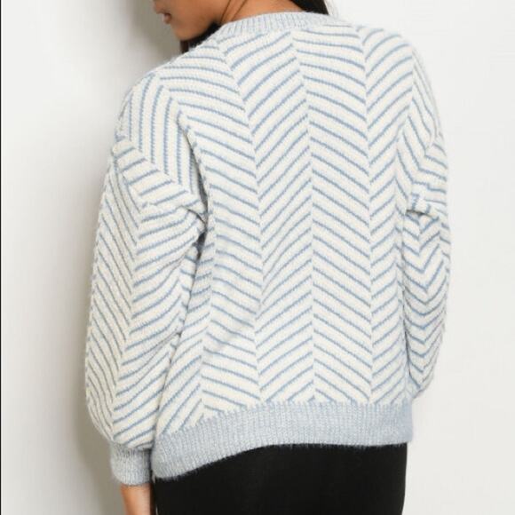 Striped Pullover Sweater Knit Blue - Picture 3 of 6
